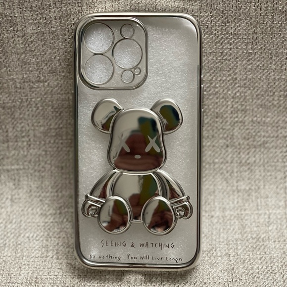 Electroplate Silver Violent Bear in Transparent Background iPhone Case - Picture 1 of 5